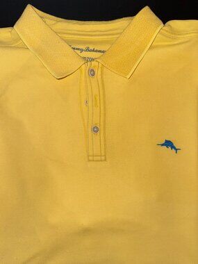 Men's Tommy Bahama Emfielder Polo Shirt Bright Yellow Size XL